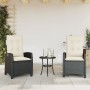 Table and chairs with cushions 3 pieces black synthetic rattan by , Garden sets - Ref: Foro24-365224, Price: 330,29 €, Discou...