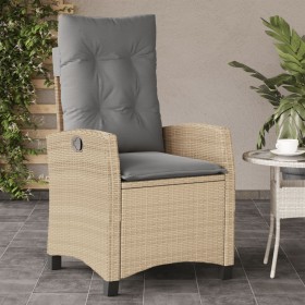 Sillón reclinable de jardín con cojines ratán PE beige mixto de , Sillas de jardín - Ref: Foro24-365213, Precio: 168,99 €, De...