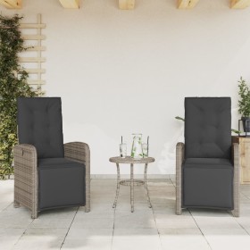 Sillones reclinables jardín con reposapiés 2 uds ratán PE gris de , Sillas de jardín - Ref: Foro24-365195, Precio: 299,99 €, ...