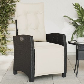 Sillón reclinable de jardín con reposapiés ratán PE negro de , Sillas de jardín - Ref: Foro24-365232, Precio: 132,99 €, Descu...