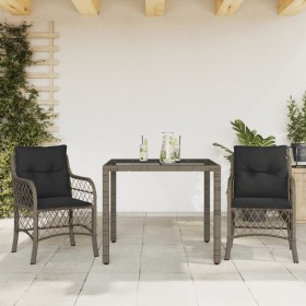 Garden chairs and table with cushions 3 pieces gray PE rattan by , Garden sets - Ref: Foro24-3212030, Price: 286,99 €, Discou...