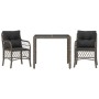 Garden chairs and table with cushions 3 pieces gray PE rattan by , Garden sets - Ref: Foro24-3212030, Price: 288,16 €, Discou...