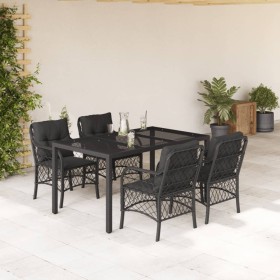 5-teiliges Gartenmöbel-Set mit schwarzen synthetischen Rattankissen von , Gartensets - Ref: Foro24-3212026, Preis: 586,51 €, ...