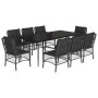 9-piece garden dining set and black synthetic rattan cushions by , Garden sets - Ref: Foro24-3212102, Price: 1,00 €, Discount: %