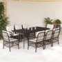 Set comedor para jardín 9 pzas y cojines ratán sintético marrón de , Conjuntos de jardín - Ref: Foro24-3212116, Precio: 961,7...