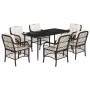 7-piece garden dining set with brown synthetic rattan cushions by , Garden sets - Ref: Foro24-3212114, Price: 733,21 €, Disco...