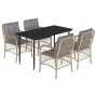 Set comedor de jardín 5 pzas con cojines ratán sintético beige de , Conjuntos de jardín - Ref: Foro24-3212154, Precio: 522,99...