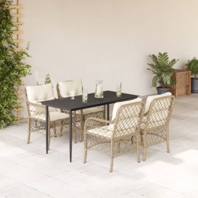 Set comedor de jardín 5 pzas con cojines ratán sintético beige de , Conjuntos de jardín - Ref: Foro24-3212140, Precio: 650,56...