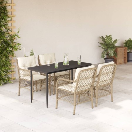 Set comedor de jardín 5 pzas con cojines ratán sintético beige de , Conjuntos de jardín - Ref: Foro24-3212140, Precio: 649,99...