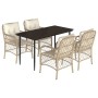 Set comedor de jardín 5 pzas con cojines ratán sintético beige de , Conjuntos de jardín - Ref: Foro24-3212140, Precio: 650,56...