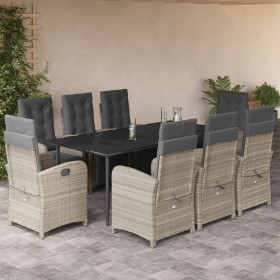 Set comedor de jardín 9 pzas cojines ratán sintético gris claro de , Conjuntos de jardín - Ref: Foro24-3212604, Precio: 1,00 ...