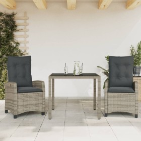 3-teilige Garten-Essgruppe mit grauen synthetischen Rattankissen von , Gartensets - Ref: Foro24-3212644, Preis: 377,91 €, Rab...