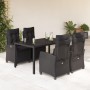 5-teiliges Gartenmöbel-Set mit schwarzen synthetischen Rattankissen von , Gartensets - Ref: Foro24-3212638, Preis: 688,67 €, ...