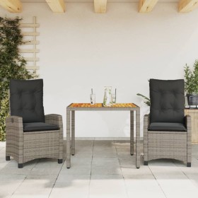 3-teilige Garten-Essgruppe mit grauen synthetischen Rattankissen von , Gartensets - Ref: Foro24-3212671, Preis: 386,93 €, Rab...