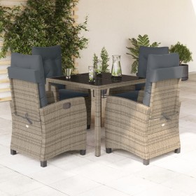 Set comedor de jardín 5 piezas con cojines ratán sintético gris de , Conjuntos de jardín - Ref: Foro24-3212646, Precio: 656,5...