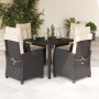 Set de muebles jardín 5 pzas con cojines ratán sintético negro de , Conjuntos de jardín - Ref: Foro24-3212627, Precio: 558,42...