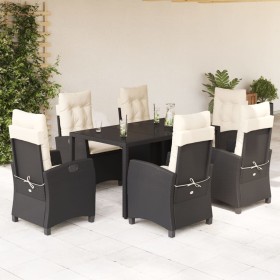 7-teiliges Garten-Essset und schwarze Kissen aus synthetischem Rattan von , Gartensets - Ref: Foro24-3212631, Preis: 887,99 €...