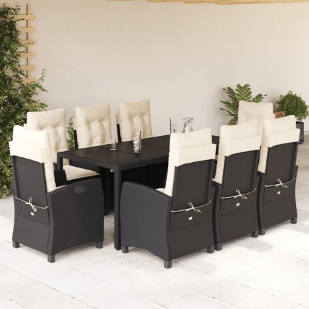 Set de comedor de jardín 9 pzas y cojines ratán sintético negro de , Conjuntos de jardín - Ref: Foro24-3212633, Precio: 1,00 ...