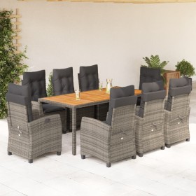 Garden dining set 9 pieces and gray synthetic rattan cushions by , Garden sets - Ref: Foro24-3212678, Price: 1,00 €, Discount: %