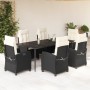 Set de comedor de jardín 7 pzas y cojines ratán sintético negro de , Conjuntos de jardín - Ref: Foro24-3212729, Precio: 912,9...