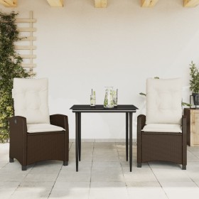 3-teilige Garten-Essgruppe und braune Kissen aus synthetischem Rattan von , Gartensets - Ref: Foro24-3212762, Preis: 355,99 €...