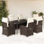 Set comedor de jardín 7 pzas con cojines ratán sintético marrón de , Conjuntos de jardín - Ref: Foro24-3212769, Precio: 974,8...