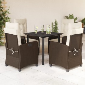 Set comedor de jardín 5 piezas y cojines ratán sintético marrón de , Conjuntos de jardín - Ref: Foro24-3212774, Precio: 653,9...