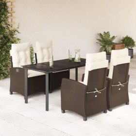 Set comedor de jardín 5 piezas y cojines ratán sintético marrón de , Conjuntos de jardín - Ref: Foro24-3212776, Precio: 751,9...