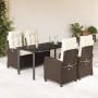 Set comedor de jardín 5 piezas y cojines ratán sintético marrón de , Conjuntos de jardín - Ref: Foro24-3212776, Precio: 689,0...