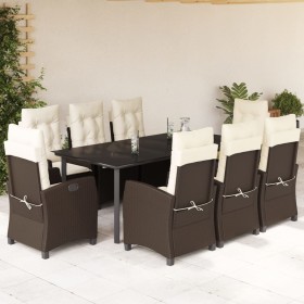 Set comedor para jardín 9 pzas y cojines ratán sintético marrón de , Conjuntos de jardín - Ref: Foro24-3212781, Precio: 1,00 ...