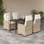 5-teiliges Garten-Essset mit beigen Kissen aus synthetischem Rattan von , Gartensets - Ref: Foro24-3212805, Preis: 628,63 €, ...