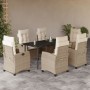 Set comedor de jardín 7 pzas con cojines ratán sintético beige de , Conjuntos de jardín - Ref: Foro24-3212807, Precio: 946,99...