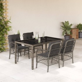 5-teiliges Garten-Essset mit grauen synthetischen Rattankissen von , Gartensets - Ref: Foro24-3212032, Preis: 540,59 €, Rabat...