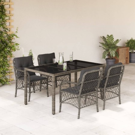 Set comedor de jardín 5 piezas con cojines ratán sintético gris de , Conjuntos de jardín - Ref: Foro24-3212032, Precio: 540,5...