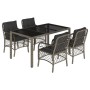 Set comedor de jardín 5 piezas con cojines ratán sintético gris de , Conjuntos de jardín - Ref: Foro24-3212032, Precio: 540,5...