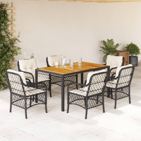 7-teiliges Garten-Essset und schwarze Kissen aus synthetischem Rattan von , Gartensets - Ref: Foro24-3212039, Preis: 792,55 €...