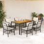 Set de comedor de jardín 7 pzas y cojines ratán sintético negro de , Conjuntos de jardín - Ref: Foro24-3212039, Precio: 792,5...