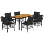 Set de comedor de jardín 7 pzas y cojines ratán sintético negro de , Conjuntos de jardín - Ref: Foro24-3212045, Precio: 755,1...