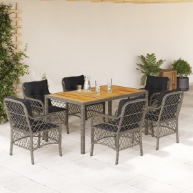 Garden dining set 7 pieces and gray synthetic rattan cushions by , Garden sets - Ref: Foro24-3212051, Price: 756,36 €, Discou...