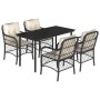 Set de muebles jardín 5 pzas con cojines ratán sintético negro de , Conjuntos de jardín - Ref: Foro24-3212091, Precio: 538,28...