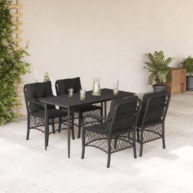 Set de muebles jardín 5 pzas con cojines ratán sintético negro de , Conjuntos de jardín - Ref: Foro24-3212098, Precio: 520,99...