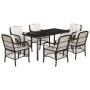 7-piece garden dining set with brown synthetic rattan cushions by , Garden sets - Ref: Foro24-3212121, Price: 766,32 €, Disco...