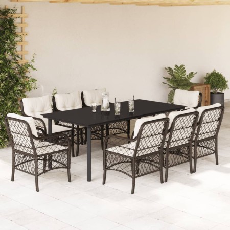 Garden dining set 9 pieces and brown synthetic rattan cushions by , Garden sets - Ref: Foro24-3212123, Price: 1,00 €, Discoun...