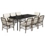 Garden dining set 9 pieces and brown synthetic rattan cushions by , Garden sets - Ref: Foro24-3212123, Price: 1,00 €, Discoun...