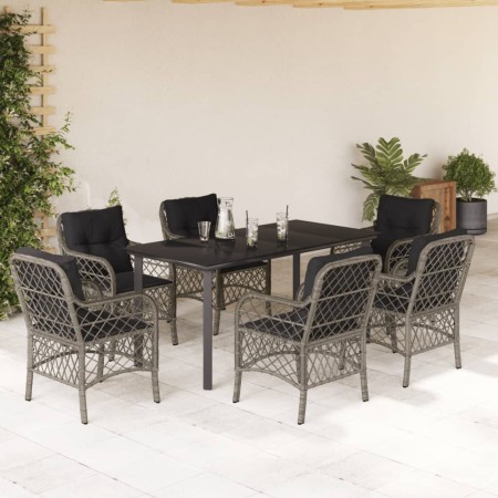 Garden dining set 7 pieces and gray synthetic rattan cushions by , Garden sets - Ref: Foro24-3212135, Price: 769,55 €, Discou...