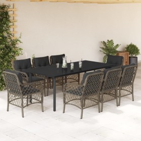 Garden dining set 9 pieces and gray synthetic rattan cushions by , Garden sets - Ref: Foro24-3212137, Price: 1,00 €, Discount: %