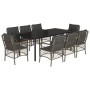 Garden dining set 9 pieces and gray synthetic rattan cushions by , Garden sets - Ref: Foro24-3212137, Price: 1,00 €, Discount: %