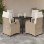 Set comedor de jardín 5 pzas con cojines ratán sintético beige de , Conjuntos de jardín - Ref: Foro24-3212813, Precio: 567,99...