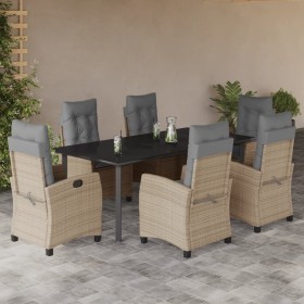 Set comedor de jardín 7 pzas con cojines ratán sintético beige de , Conjuntos de jardín - Ref: Foro24-3212839, Precio: 1,00 €...