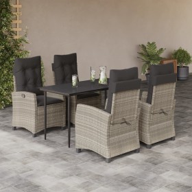 Set comedor de jardín 5 pzas cojines ratán sintético gris claro de , Conjuntos de jardín - Ref: Foro24-3212845, Precio: 650,9...